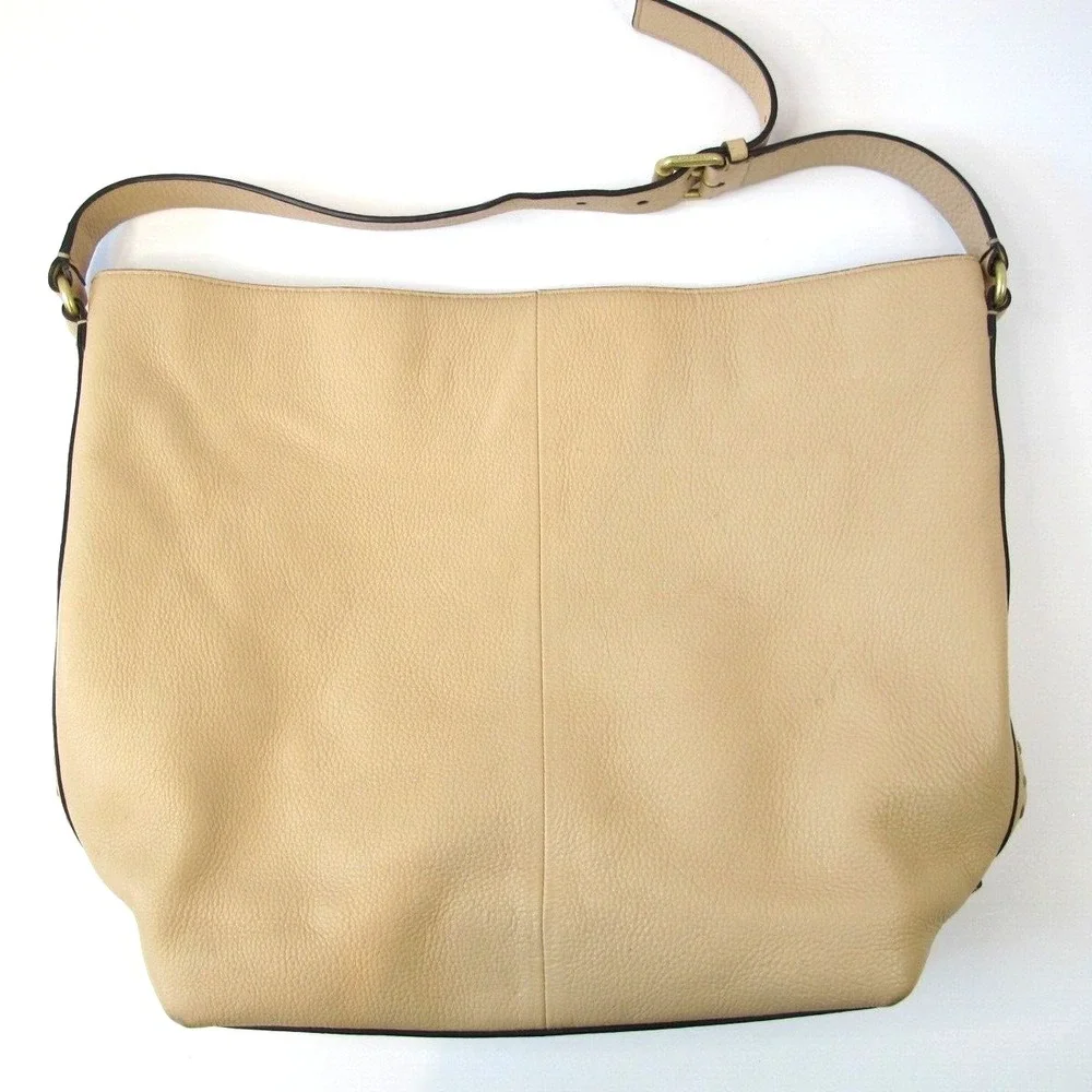 Cole Haan Beige Pebbled‎ Leather Hobo Shoulder Bag Handbag Purse